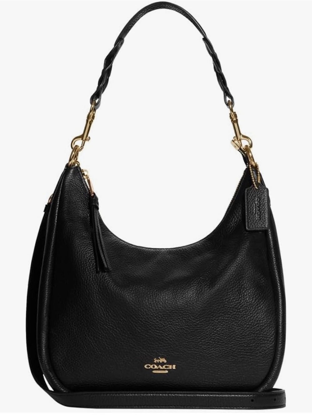Coach Jules Hobo Black Pebbled Leather Hobo with Gold-Tone Hardware